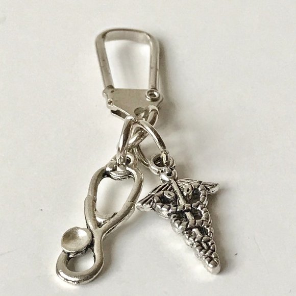 Medical Nursing Caduceus Stethoscope Zipper Pull Purse Charm Backpack MD RN RRT - Picture 5 of 9